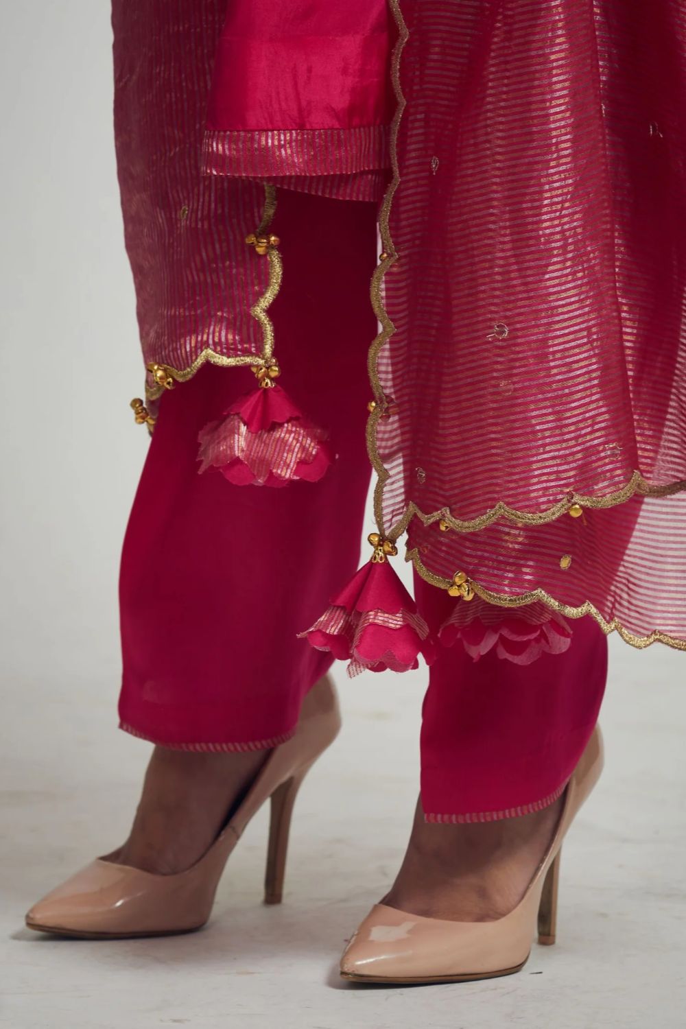 Nazish Short Kurta with Salwar and Dupatta-Hot Pink