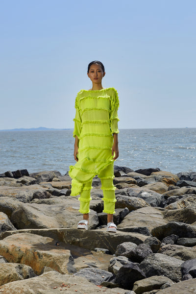Neon Green  Tassle Tier Tunic
