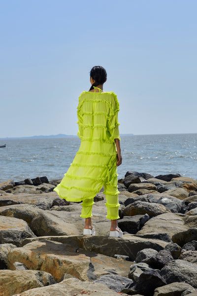 Neon Green  Tassle Tier Tunic