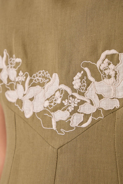 Nimal Olive Embroidered Dress