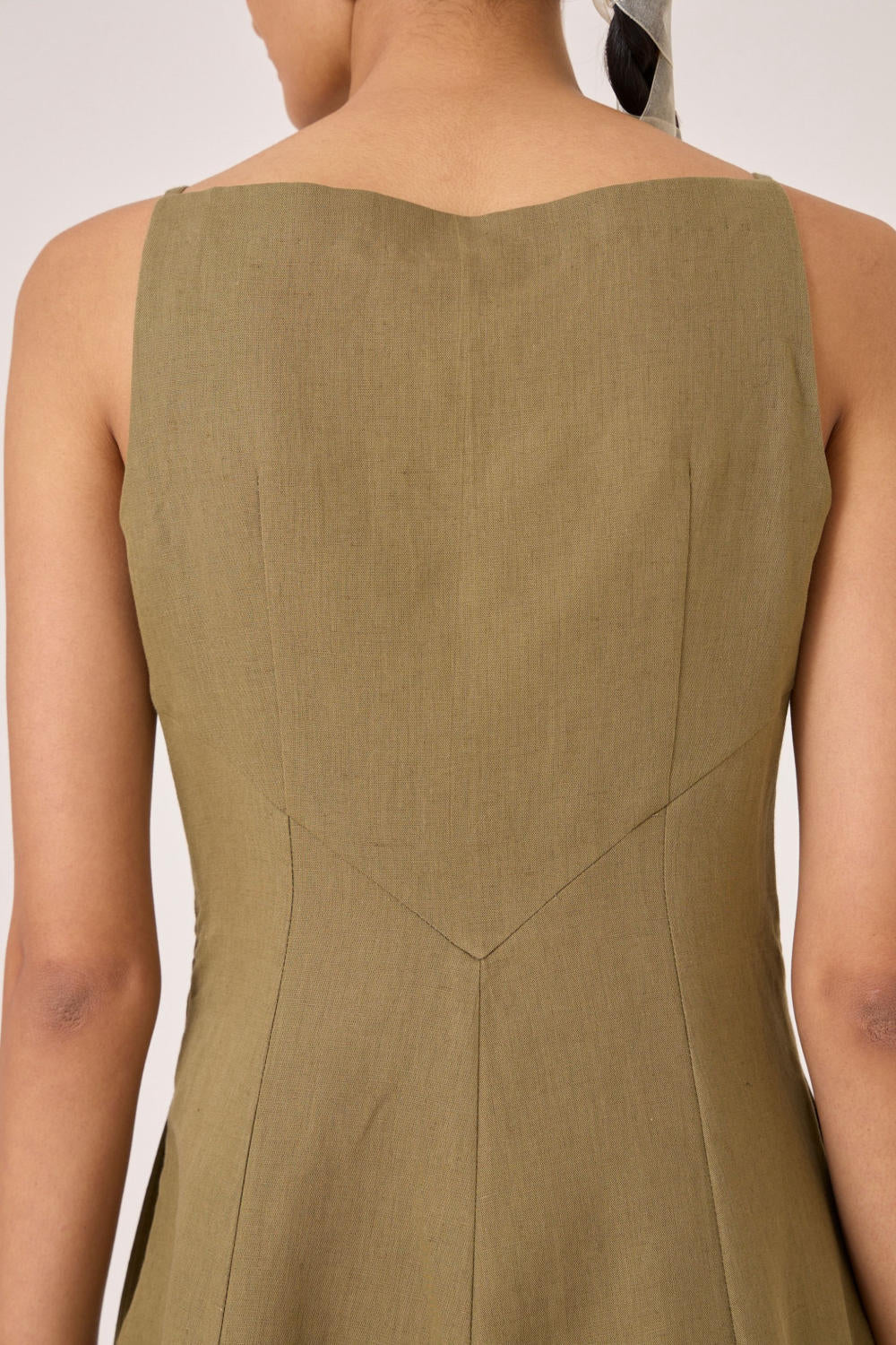 Nimal Olive Embroidered Dress