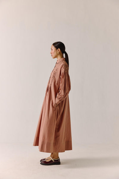 Noreen dress-Peach Anaar Emb