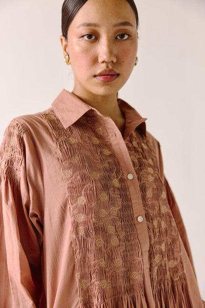 Noreen dress-Peach Anaar Emb