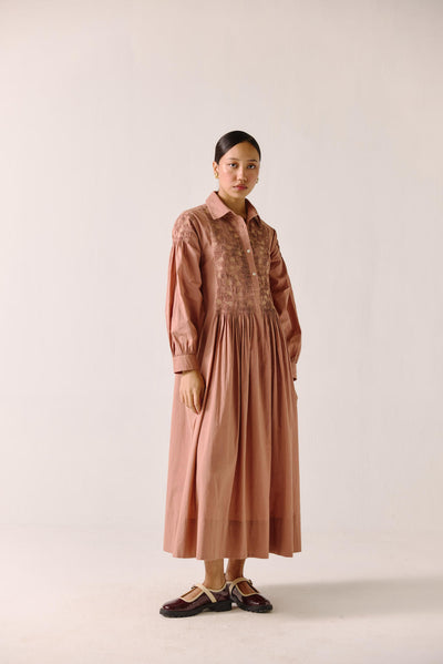 Noreen dress-Peach Anaar Emb