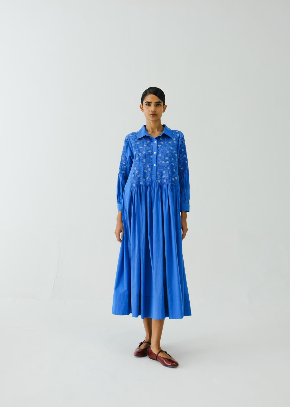 Noreen dress-Electric Blue Anaar Emb