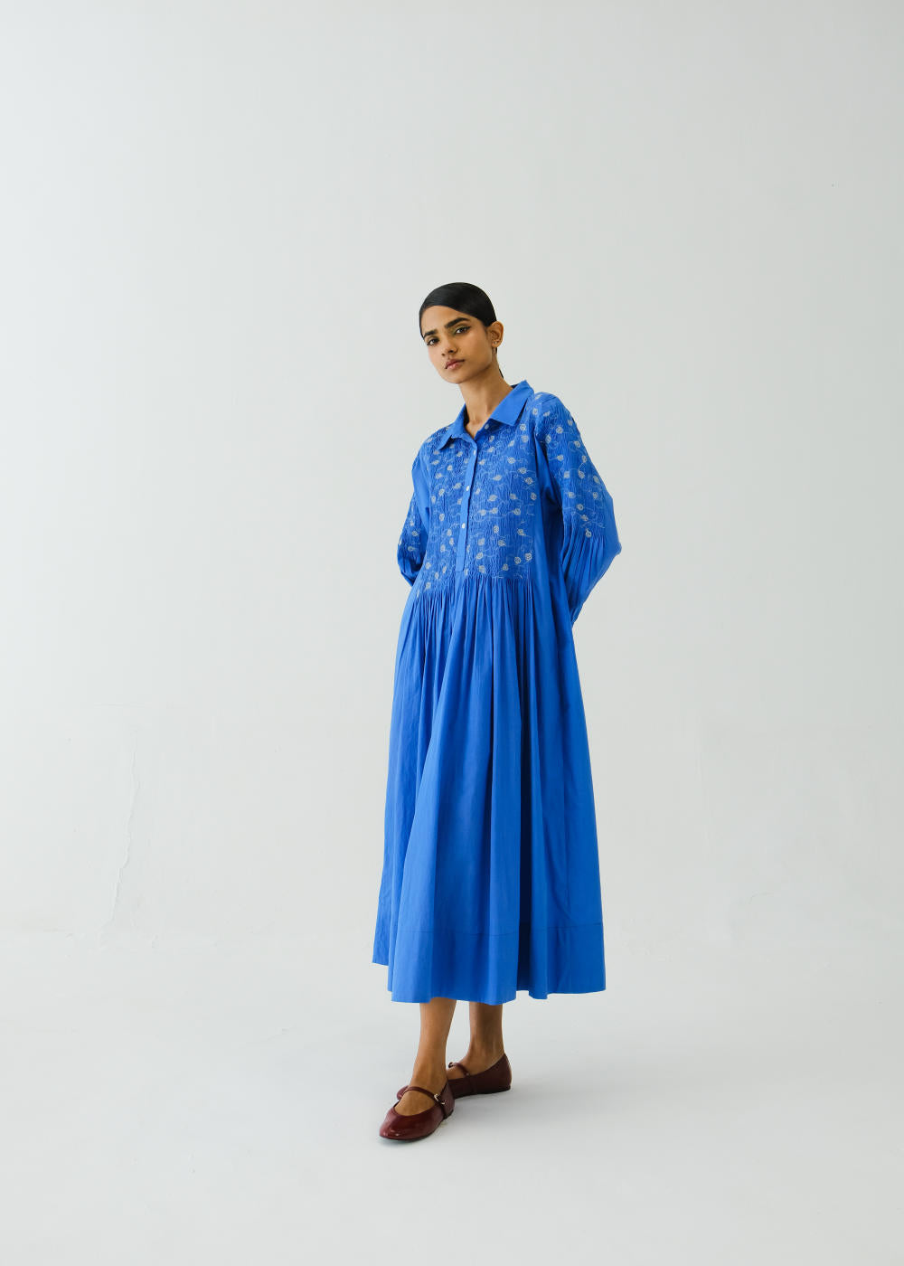 Noreen dress-Electric Blue Anaar Emb