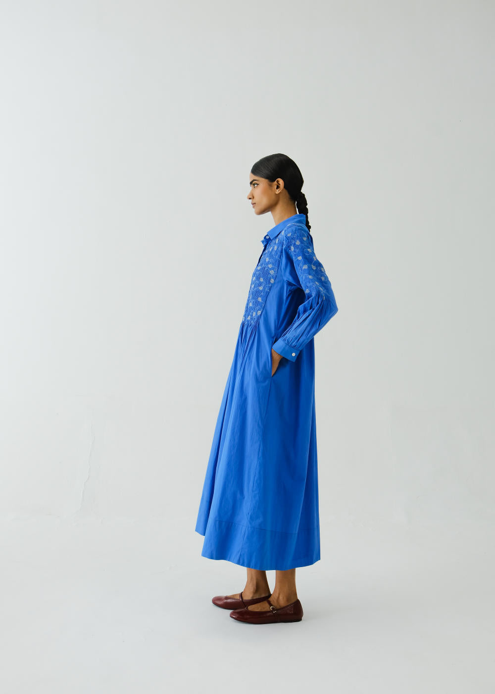 Noreen dress-Electric Blue Anaar Emb