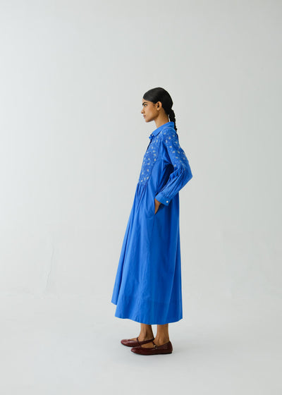 Noreen dress-Electric Blue Anaar Emb