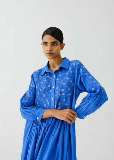 Noreen dress-Electric Blue Anaar Emb