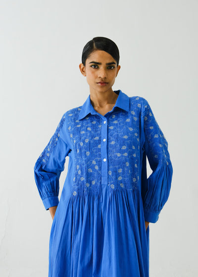 Noreen dress-Electric Blue Anaar Emb