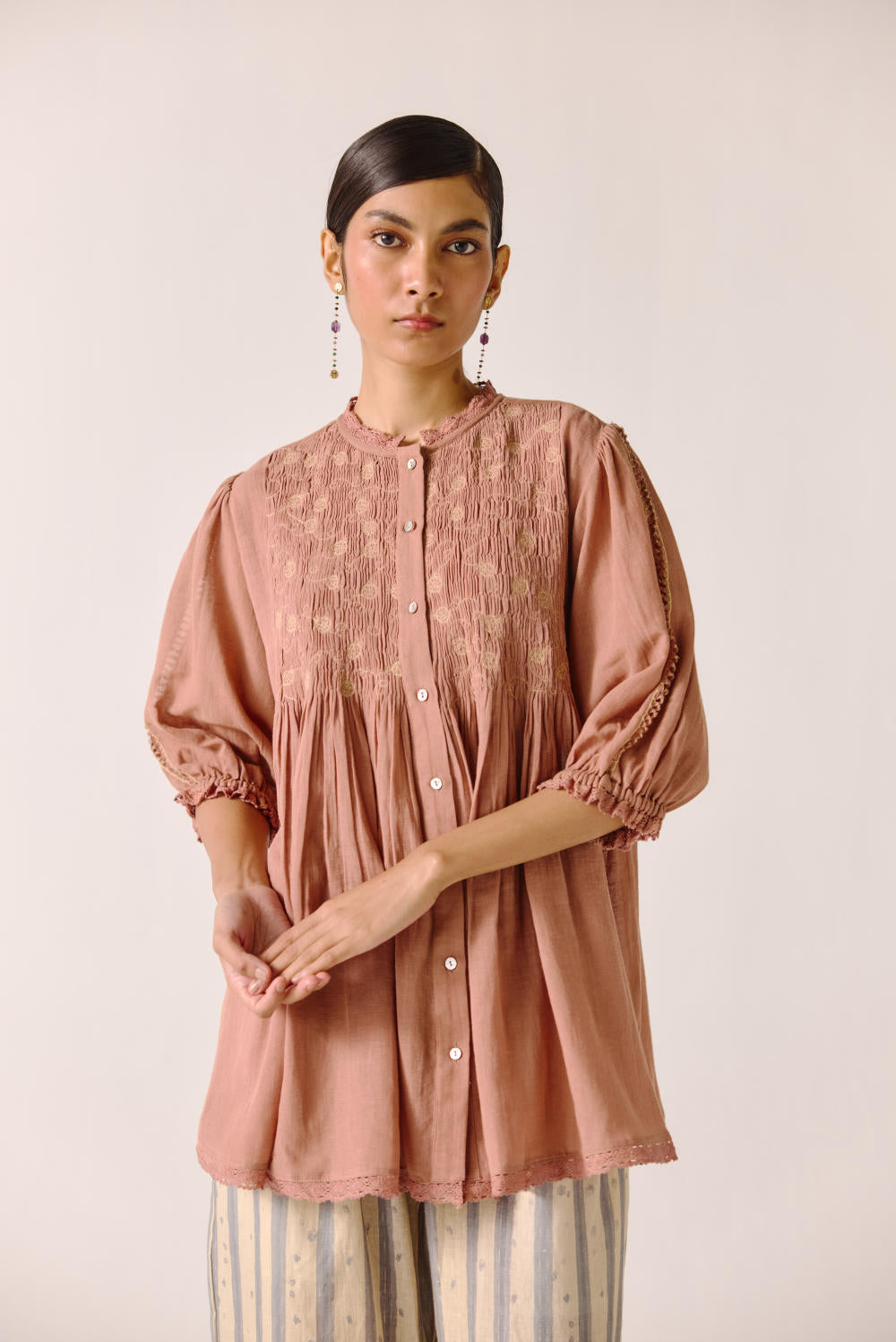 Nova top-Peach Anaar Emb