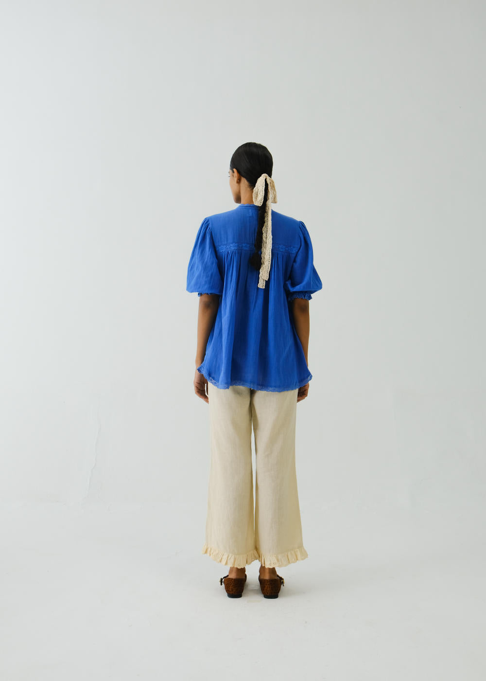 Nova Top-Electric Blue Flower Applique