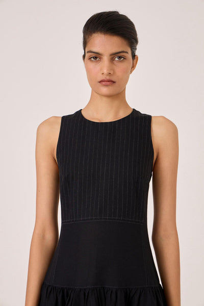 Nuwan Black Quilted Dress