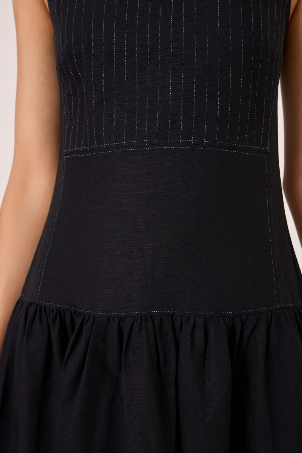 Nuwan Black Quilted Dress