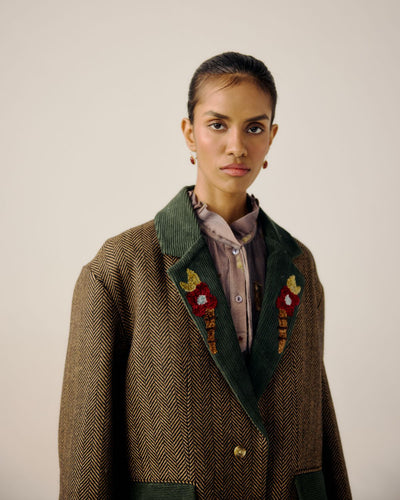 OVERSIZED BLAZER-Peony Emb.