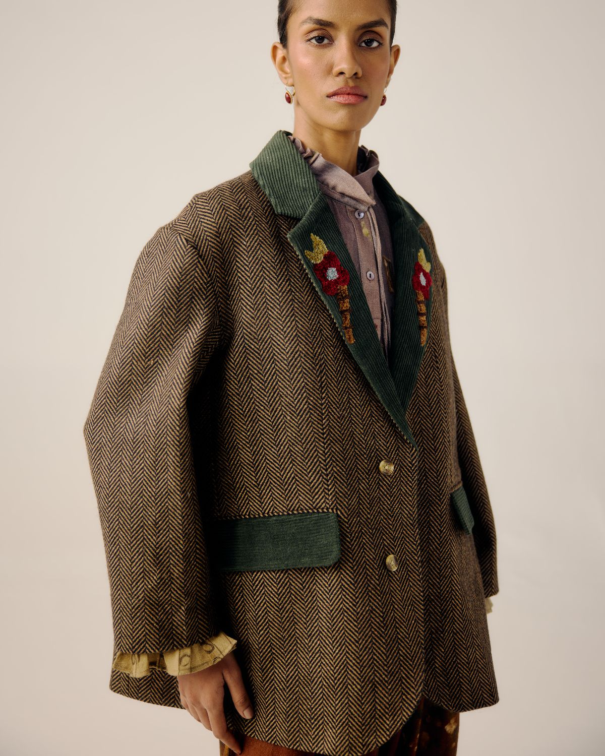 OVERSIZED BLAZER-Peony Emb.