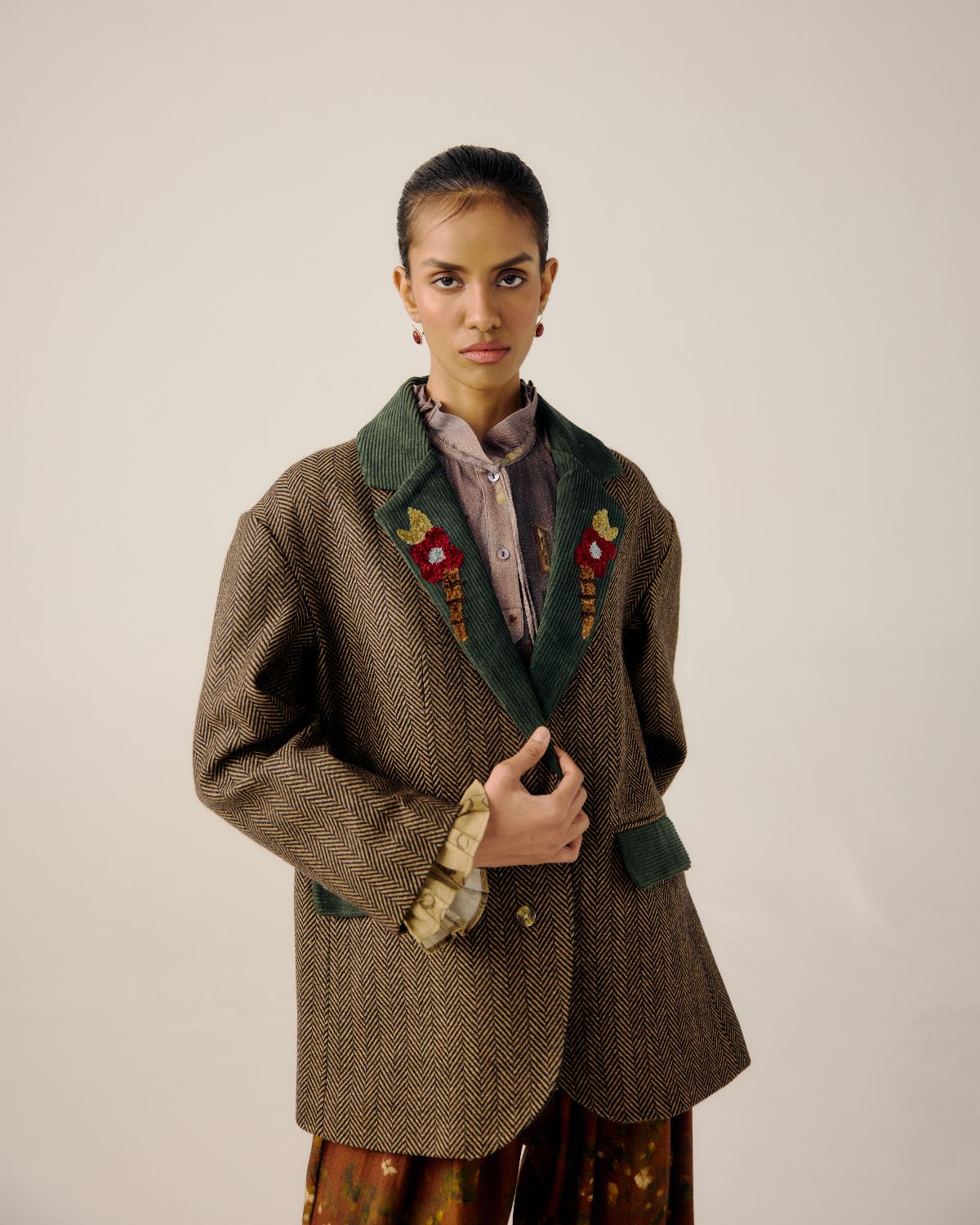 OVERSIZED BLAZER-Peony Emb.