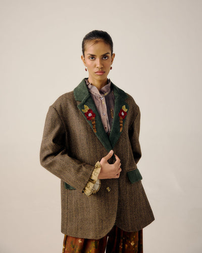 OVERSIZED BLAZER-Peony Emb.