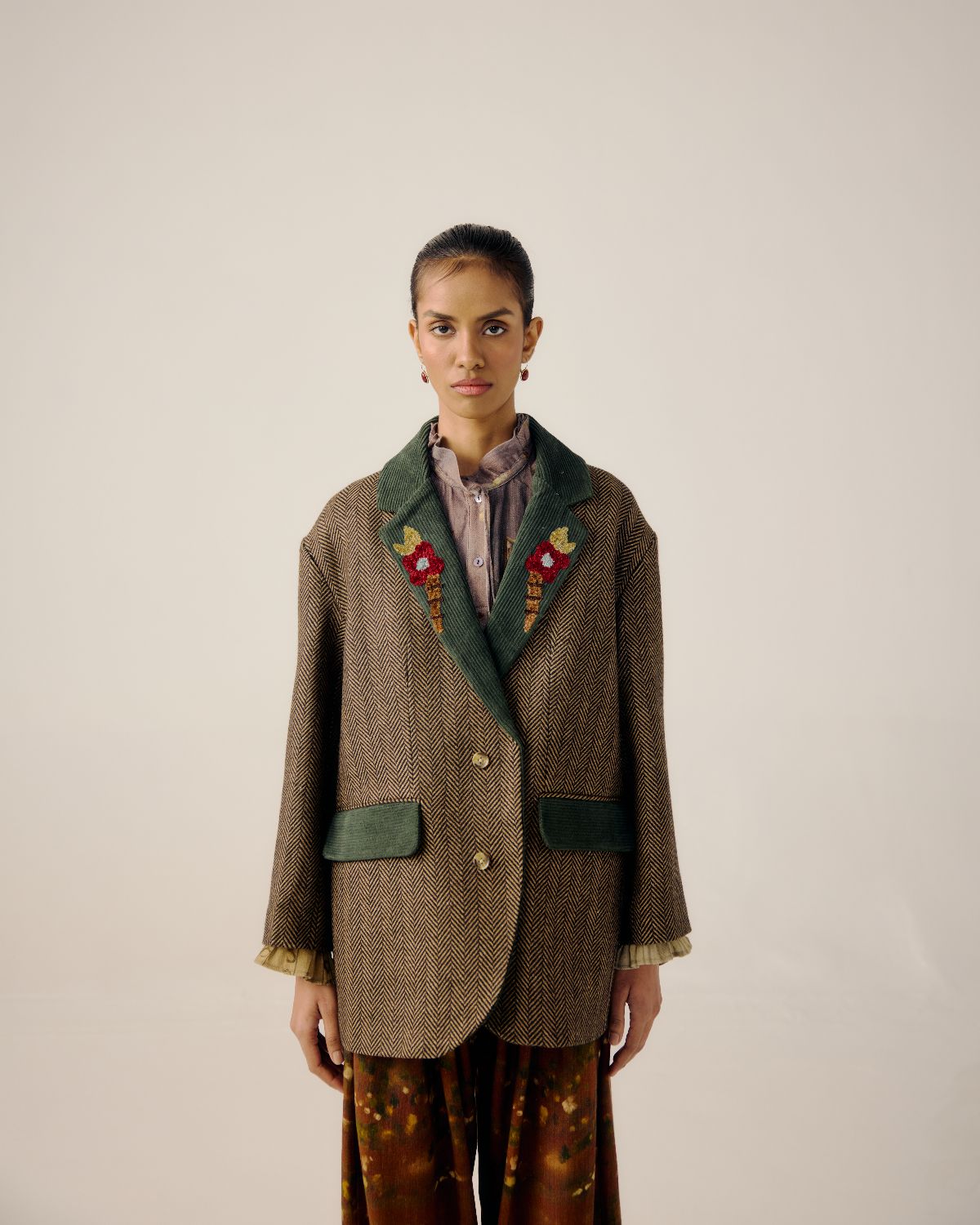 OVERSIZED BLAZER-Peony Emb.