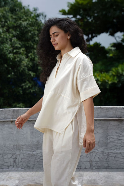 Oatmeal Ekin Shirt & Hera Cotton Co-Ord Set (2 PCS)