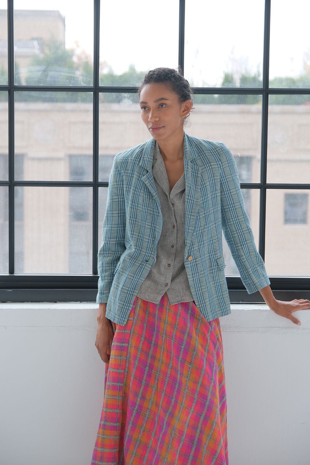Ocean Plaid Blazer