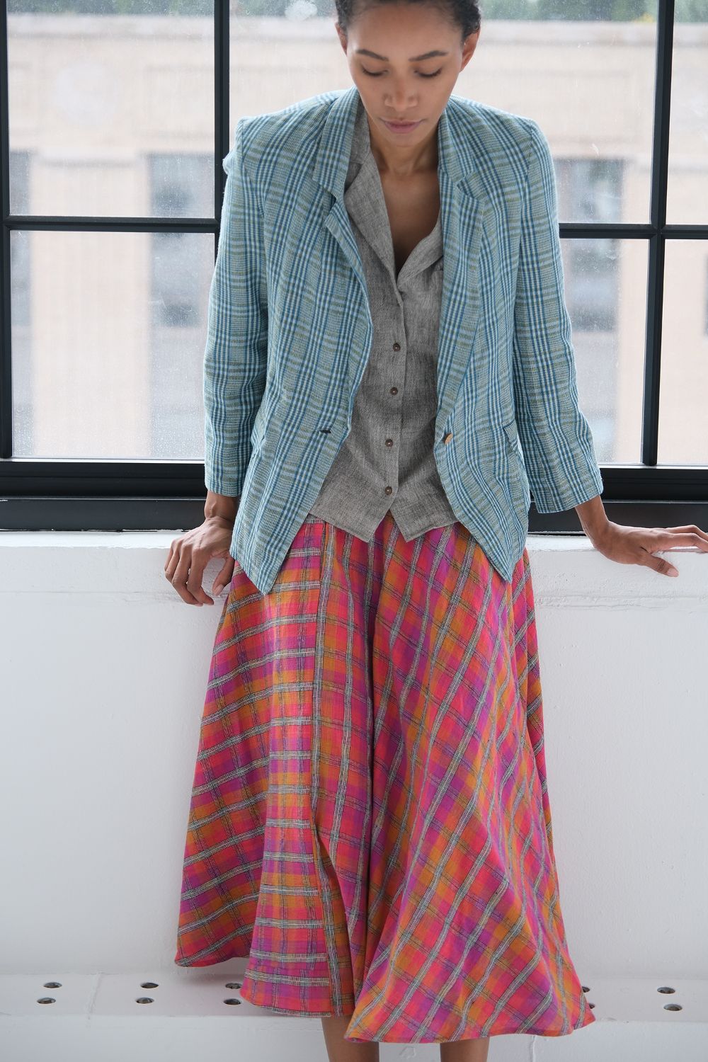 Ocean Plaid Blazer