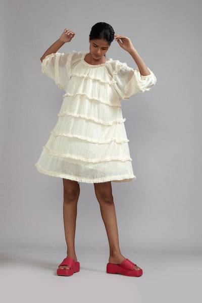 Off-White Fringed Short Dress