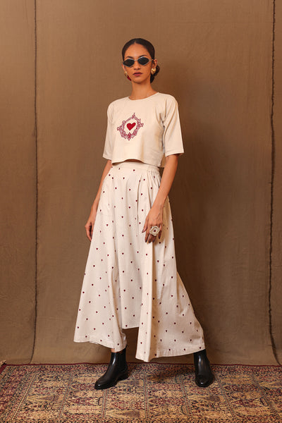 Off-White Heart EMB Solo Cop Harem Set (2 PCS)