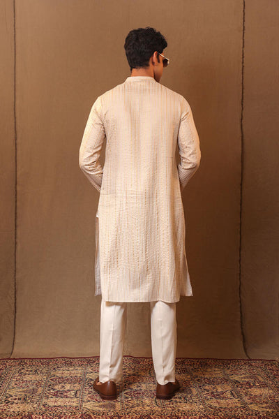 Off-White STR Buttoned Kurta Set (2 PCS)