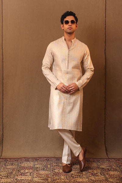Off-White STR Buttoned Kurta Set (2 PCS)