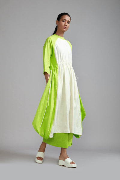Off-White with Neon Green Raglan Vari Set (2 PCS)