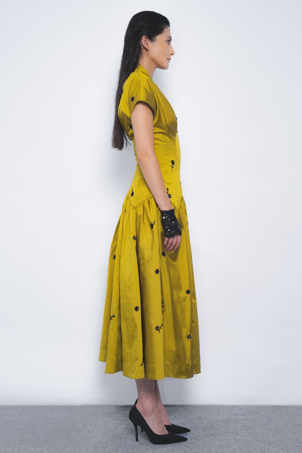 Oka Midi Dress - Mustard and Black