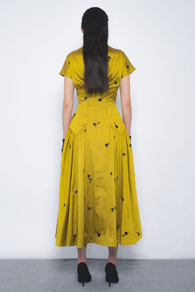 Oka Midi Dress - Mustard and Black