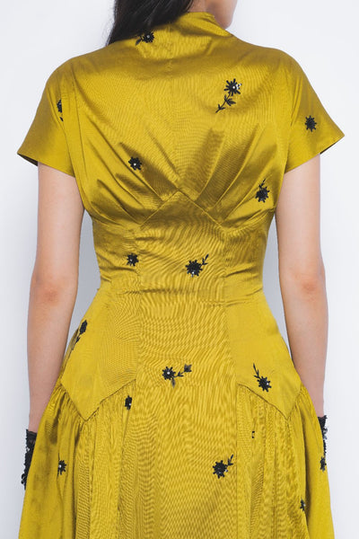 Oka Midi Dress - Mustard and Black