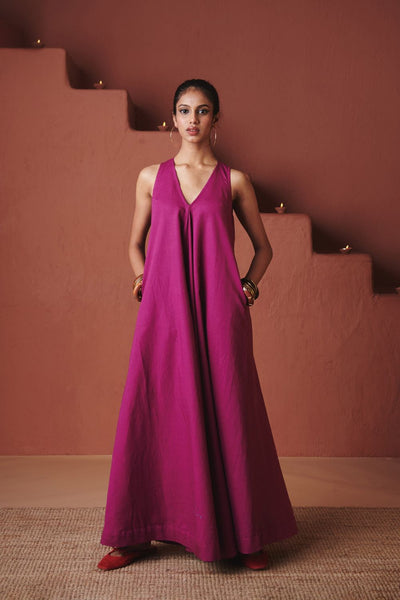 Orchid Co Linen Flared Dress