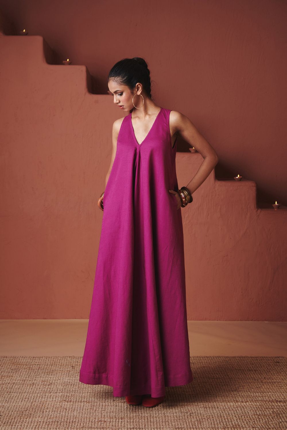 Orchid Co Linen Flared Dress