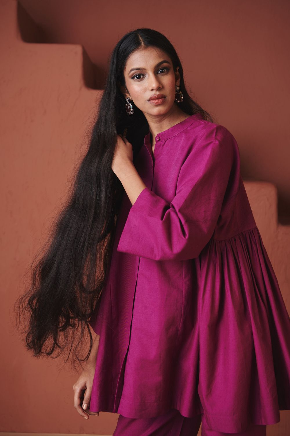 Orchid Co Linen Gathered Shirt Set