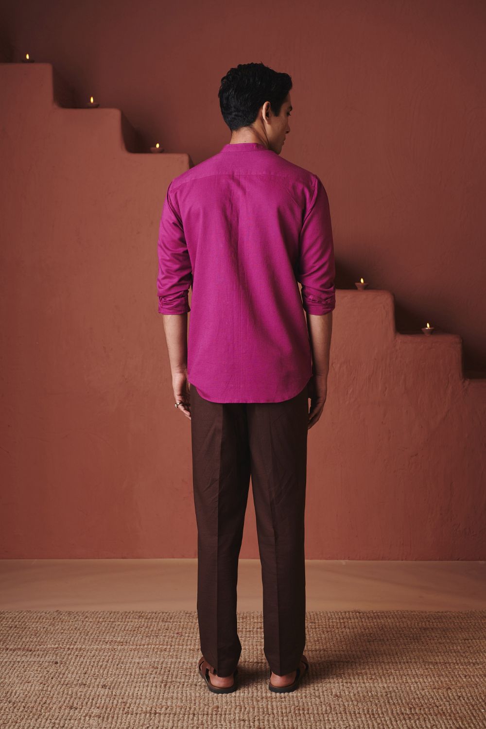 Orchid Co Linen Men's Band Collar Shirt – Slim Fit