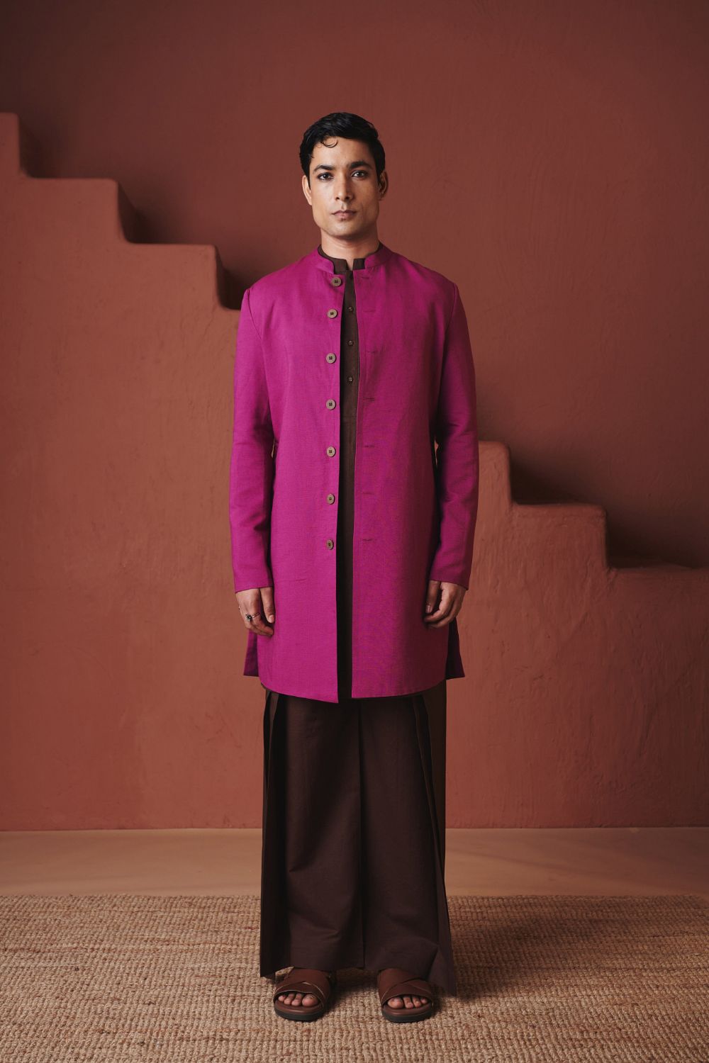 Orchid Co Linen Men's Long Jacket