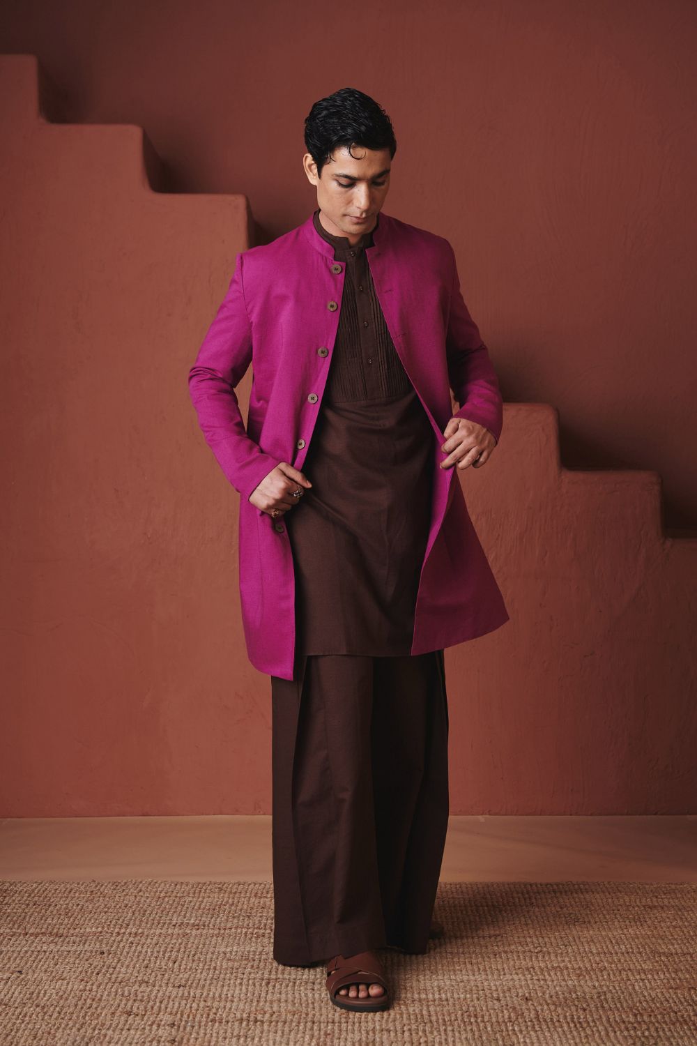 Orchid Co Linen Men's Long Jacket