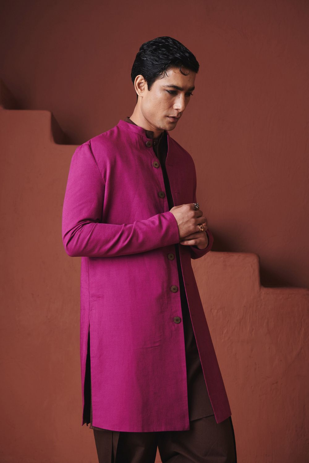 Orchid Co Linen Men's Long Jacket