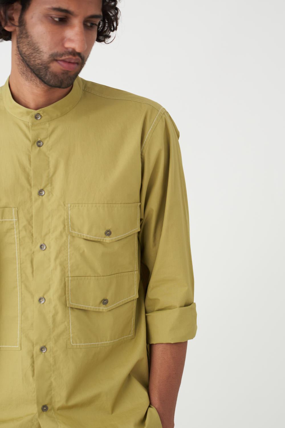 DOUBLE  POCKET SHIRT - MOSS GREEN