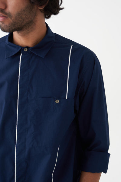 PIPING DETAIL SHIRT CO-ORD - NAVY