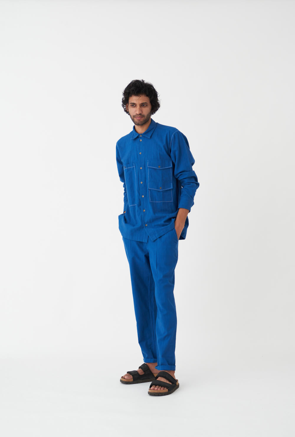 DOUBLE PATCH POCKET SHIRT CO-ORD  - ELECTRIC BLUE