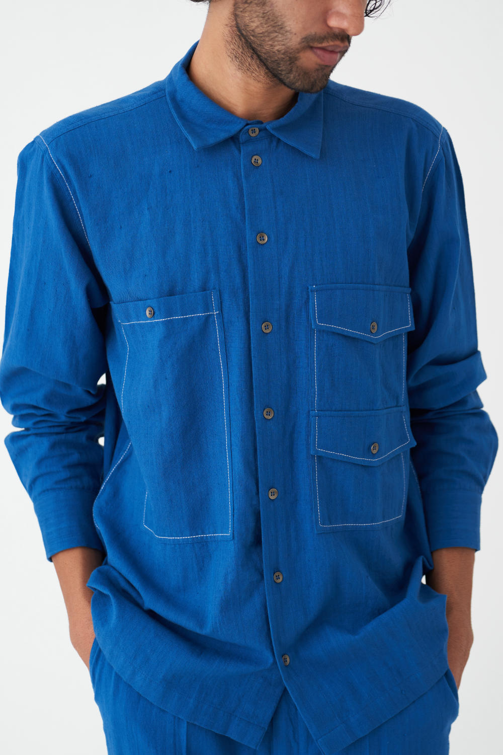 DOUBLE PATCH POCKET SHIRT - ELCETRIC BLUE