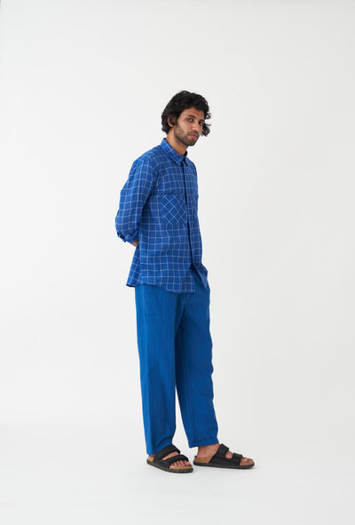 FRONT PLEATE PANT - ELECTRIC BLUE