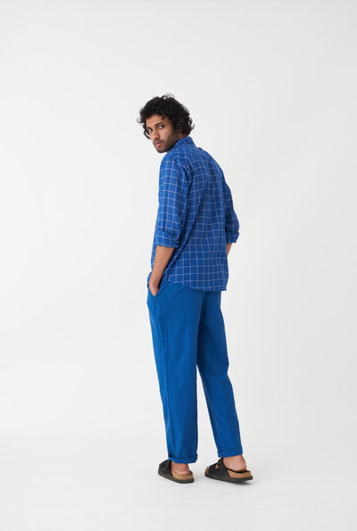 FRONT PLEATE PANT - ELECTRIC BLUE