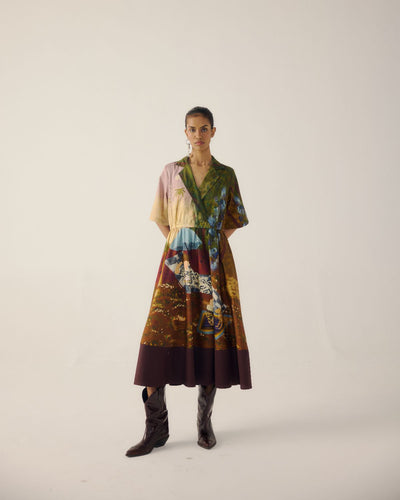 PRINT BLOCKED DRESS-Lakeside