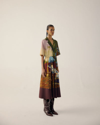 PRINT BLOCKED DRESS-Lakeside