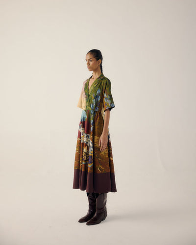 PRINT BLOCKED DRESS-Lakeside